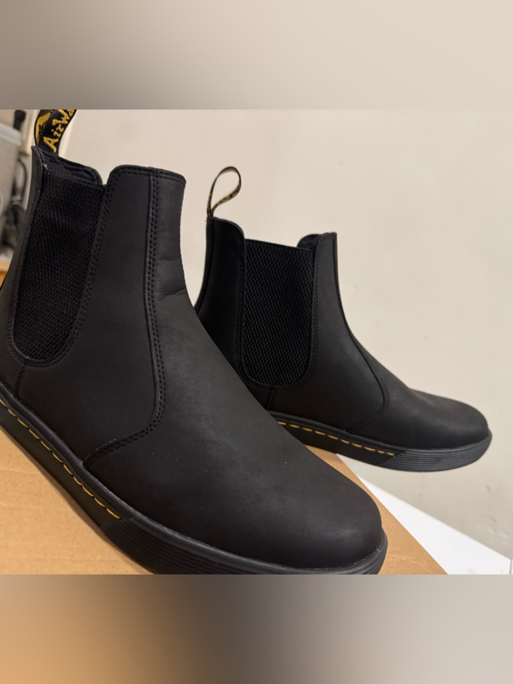 Dr. Martens Black Chelsea Boots with Yellow Details